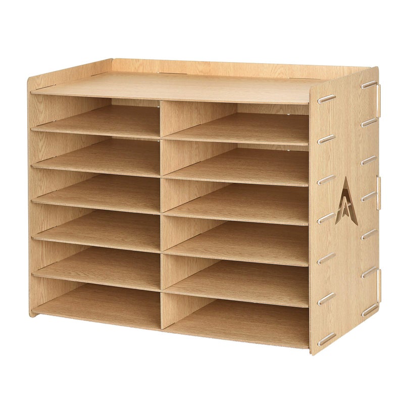 AdirOffice Adir Wood Paper Storage Organizer - Construction Paper Storage - Vertical File Mail Sorter - A Stylish Look for Home, Office, Classroom and More - Wood Grain (12 Compartment) - Image 5